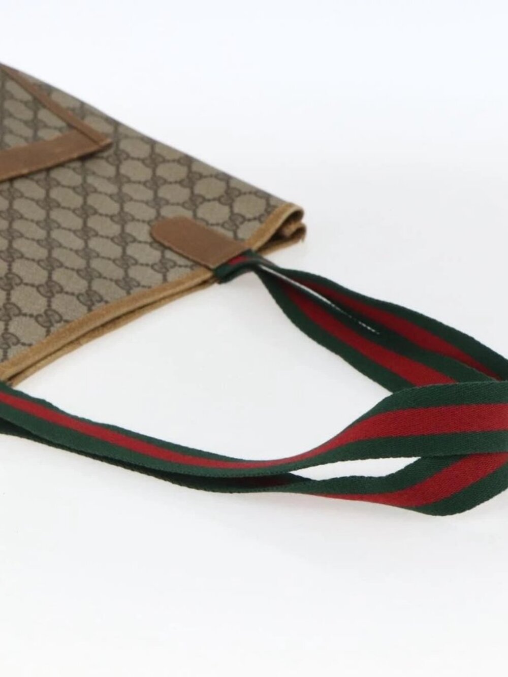 GUCCI GG Supreme Web Sherry Line Tote Bag PVC Beige Gold 40 02 003 Auth bs33280 - Picture 7 of 15